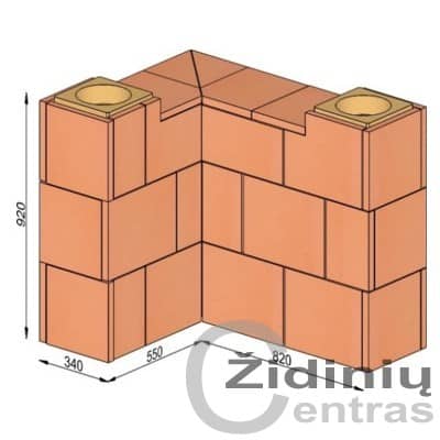 Wolfshoher dūmų kanalų sistema N+F iš krosninio šamoto W-4,8/3,1 Plius 90°